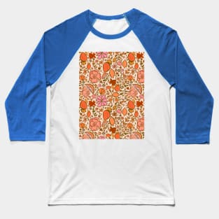 Colourful Summer Floral Fruit Pattern Baseball T-Shirt